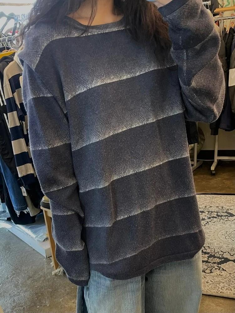 xl 90s DKNY 셔츠 남성 라지 그레이 블루 스트라이프 코튼 니트 2