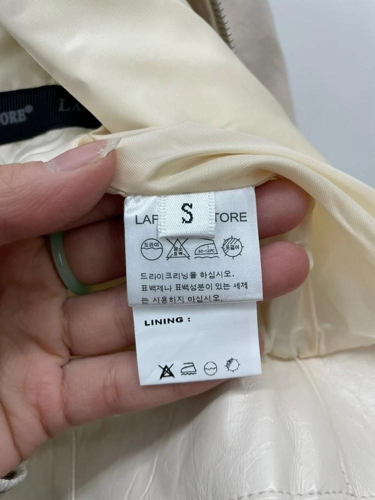 미사용 새상품 스몰 라퍼지스토어 클래식 하드 데님 크림 레더 자켓 10