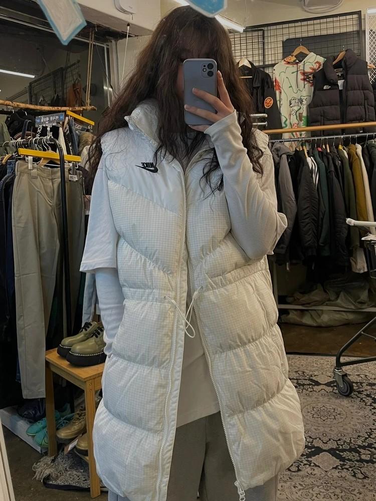 스몰 나이키 윈드푸퍼 여성 써마 핏 루즈 롱 패딩 베스트 B그레이드 오염존재 2