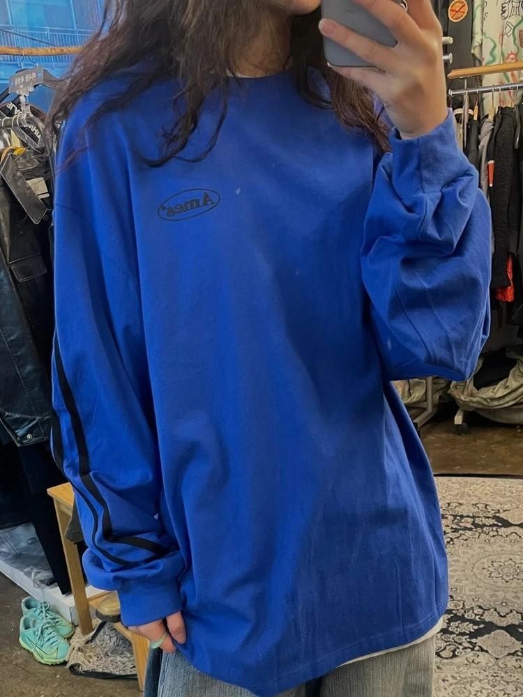 라지 미사용 새상품 아메스 월드와이드 블루 롱슬리브 긴팔티셔츠 2