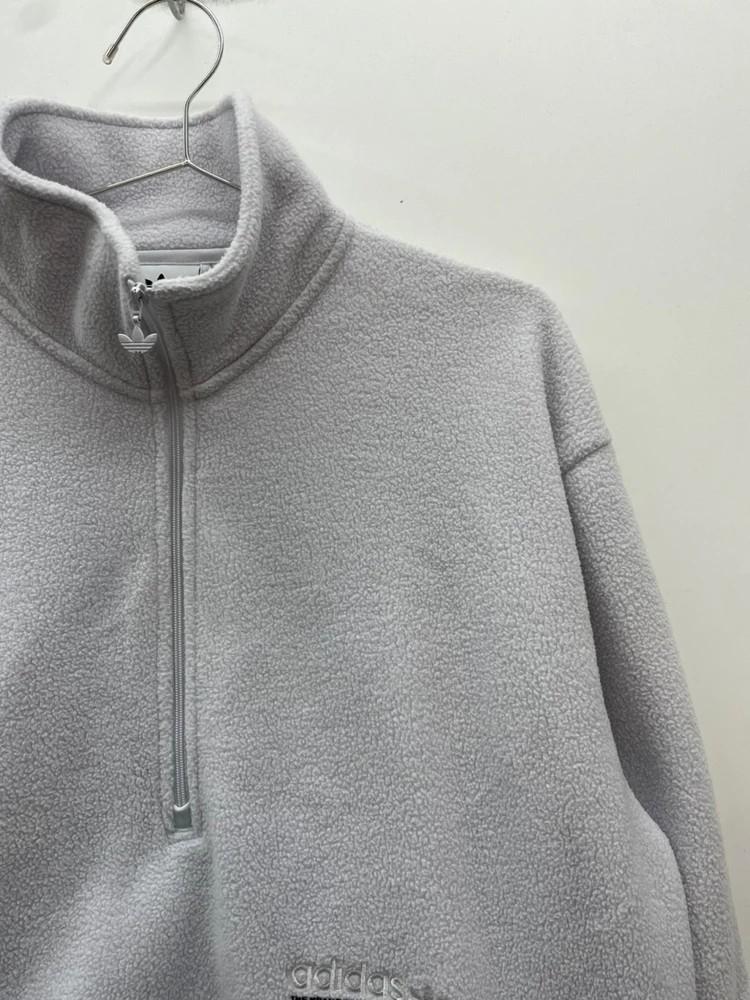 xs 아디다스 연보라 불꽃 로고 반집업 오버핏 후리스 플리스 6