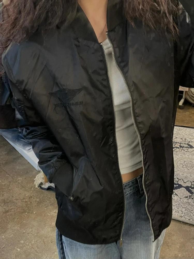 라지 WEVIC 오버핏 블랙 봄버자켓 항공점퍼 2