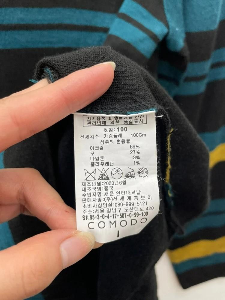라지 코모도스퀘어 오버핏 스트라이프 니트웨어 블랙 10