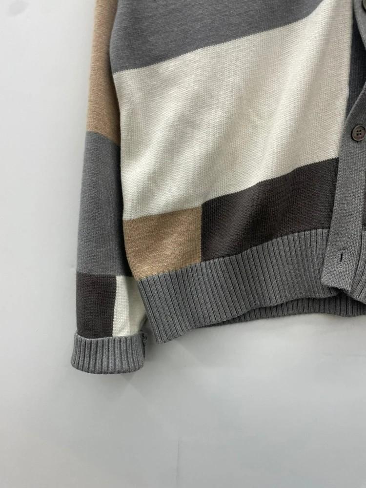 2XL ARCATO 컬러블록 오버핏 가디건 빈티지룩 7