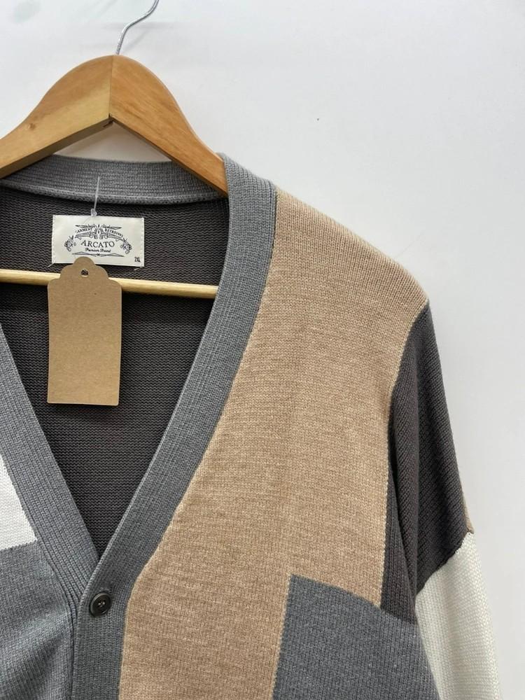 2XL ARCATO 컬러블록 오버핏 가디건 빈티지룩 8