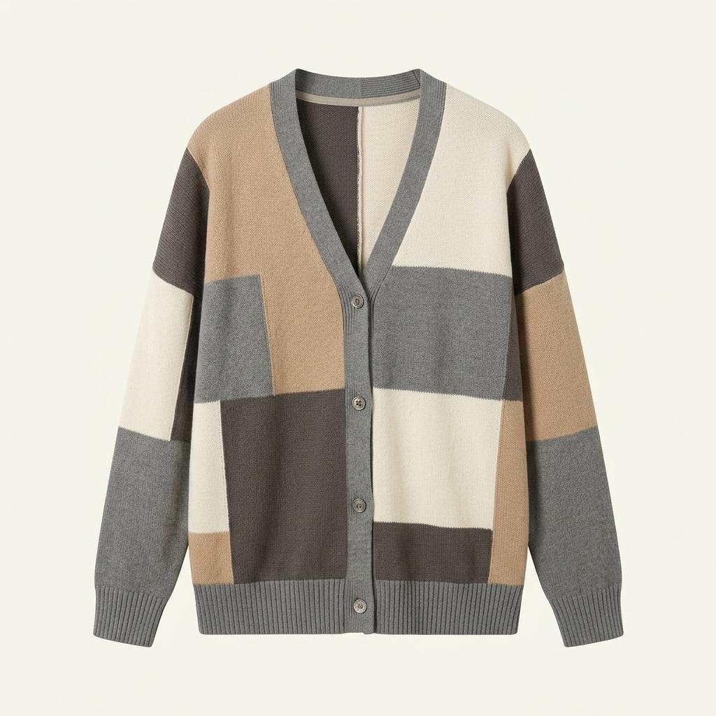 2XL ARCATO 컬러블록 오버핏 가디건 빈티지룩 1