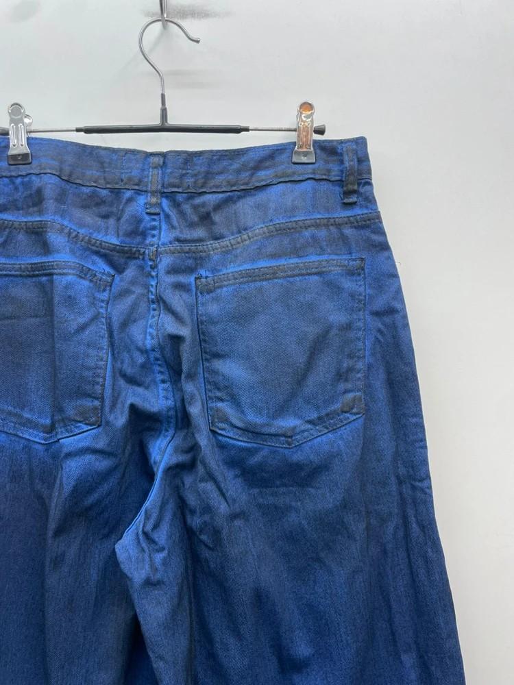 2 라인 워싱 블루 데님팬츠 청바지 와이드핏 빈티지룩 4