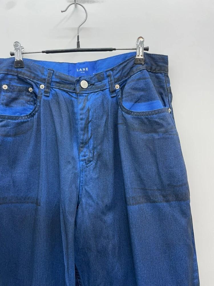 2 라인 워싱 블루 데님팬츠 청바지 와이드핏 빈티지룩 8