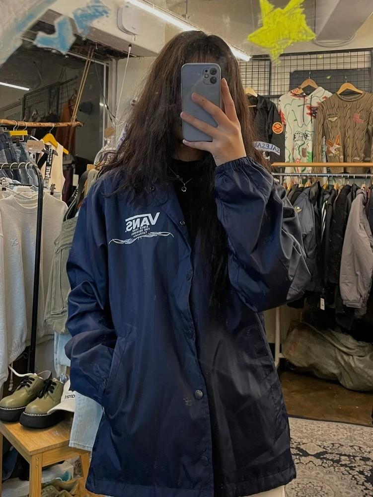 스몰 VANS 남여공용 오버핏 코치점퍼 자켓 네이비 2