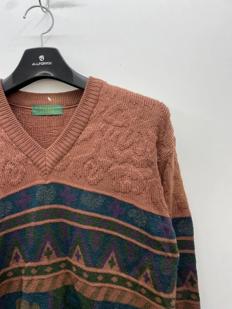 라지 vtg 일본 울 오버핏 유니크 올드스쿨 패턴니트 코위찬 니트웨어 브라운 8
