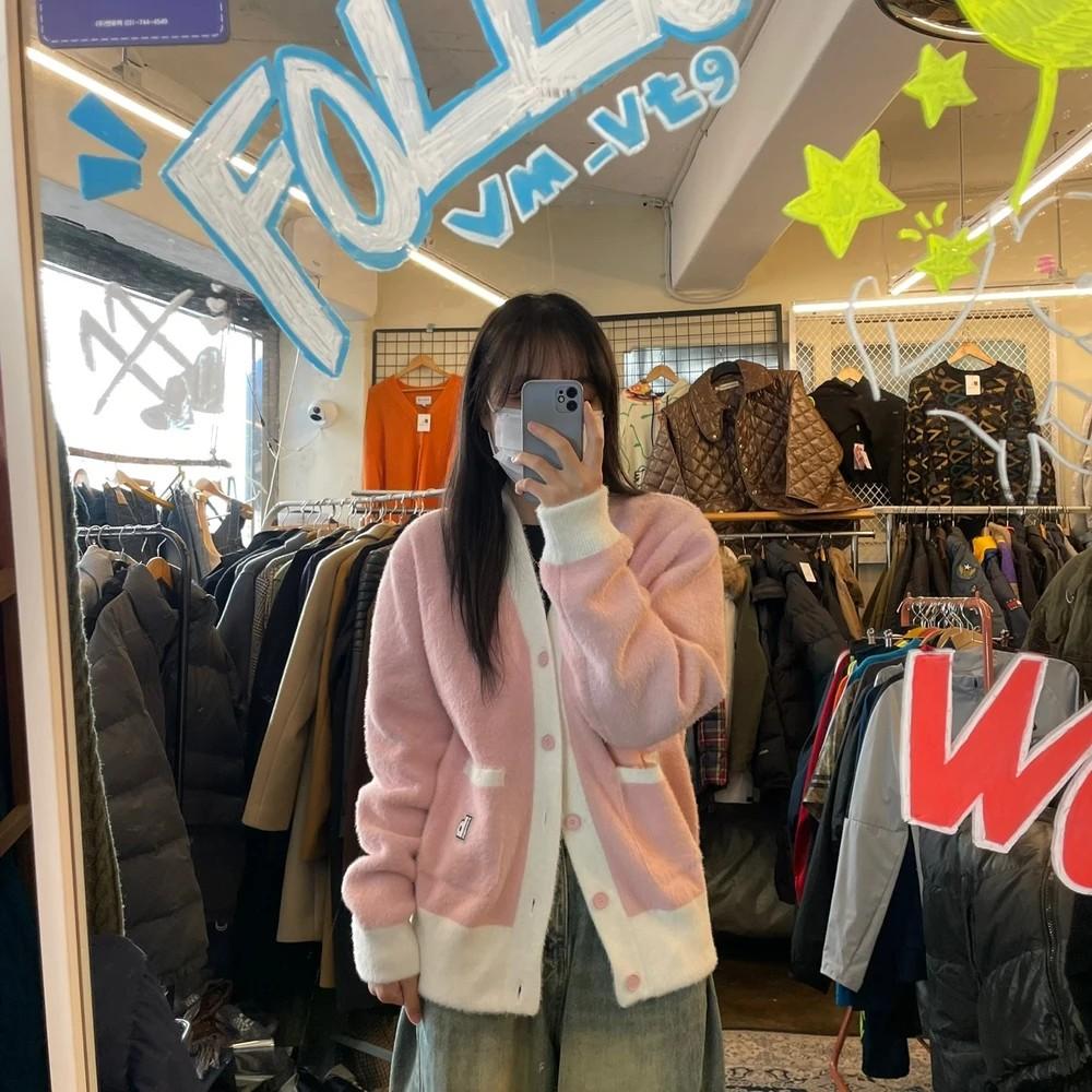 미디움 새상품 빌보드 데드스탁 오버핏 여자 핑크 가디건 2