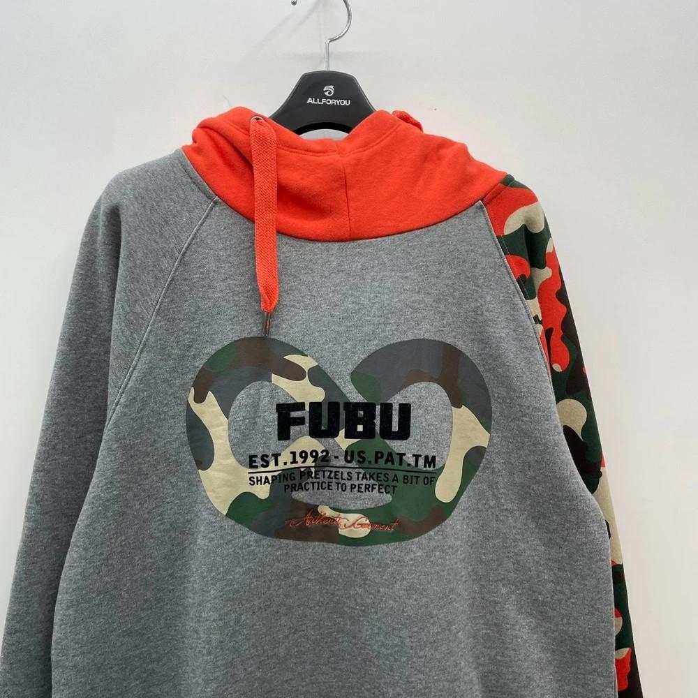 XL FUBU 후부 오렌지 카모 후드티 6