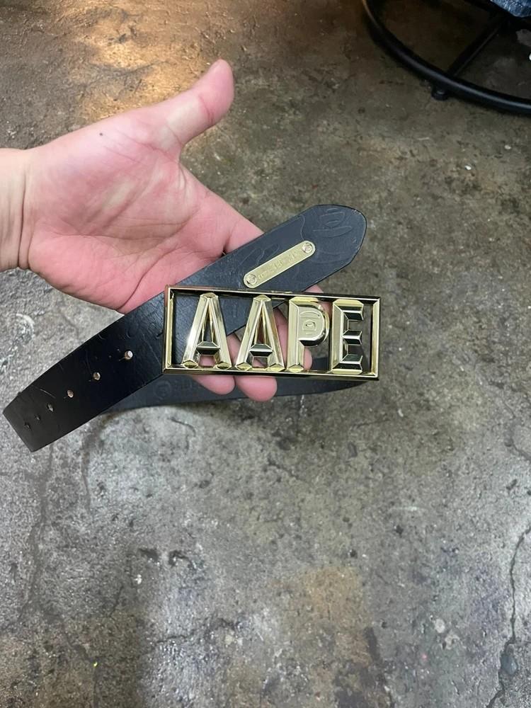 A BATHING APE AAPE 에이프 소가죽 레더 메탈버클 벨트 스크레치존재 2