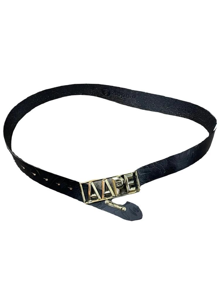 A BATHING APE AAPE 에이프 소가죽 레더 메탈버클 벨트 스크레치존재 4