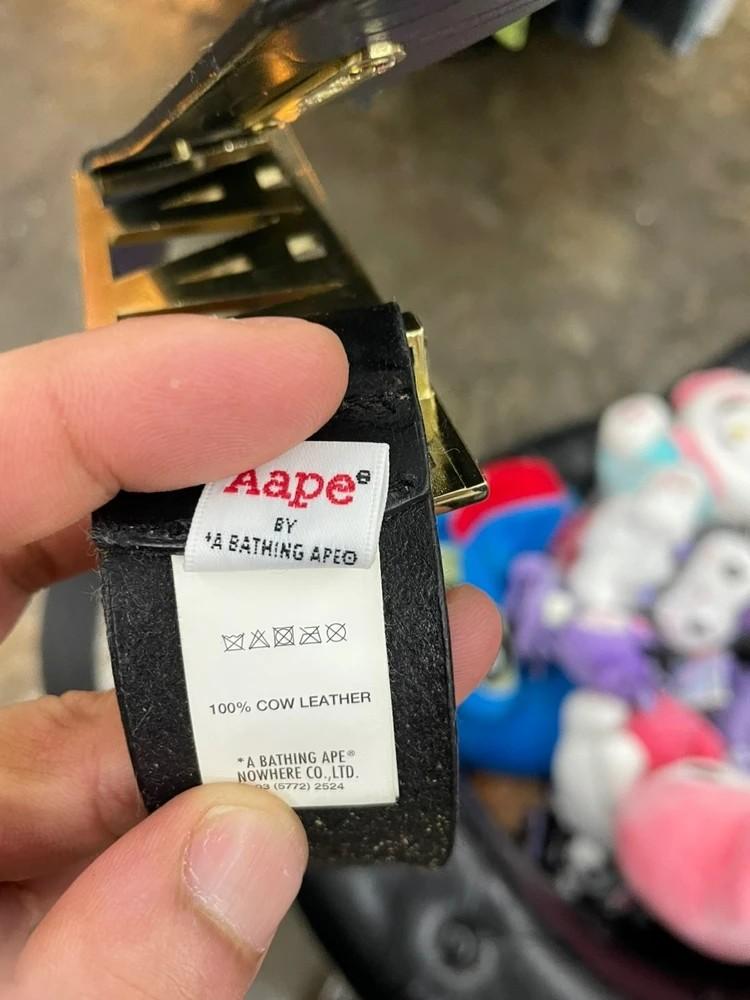 A BATHING APE AAPE 에이프 소가죽 레더 메탈버클 벨트 스크레치존재 10
