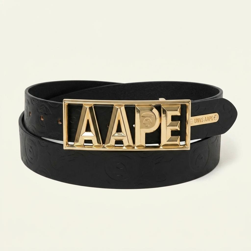 A BATHING APE AAPE 에이프 소가죽 레더 메탈버클 벨트 스크레치존재 1