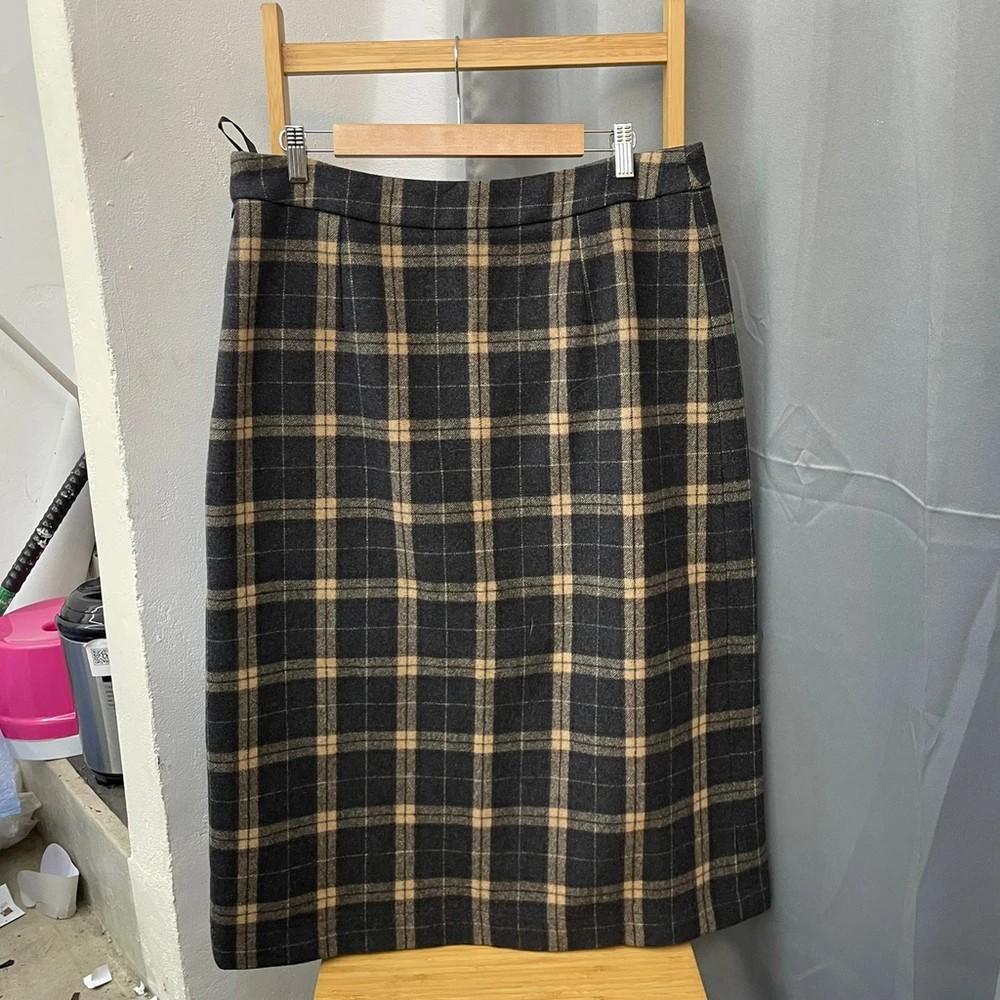 3xl 여자 겨울 체크 롱 스커트 3