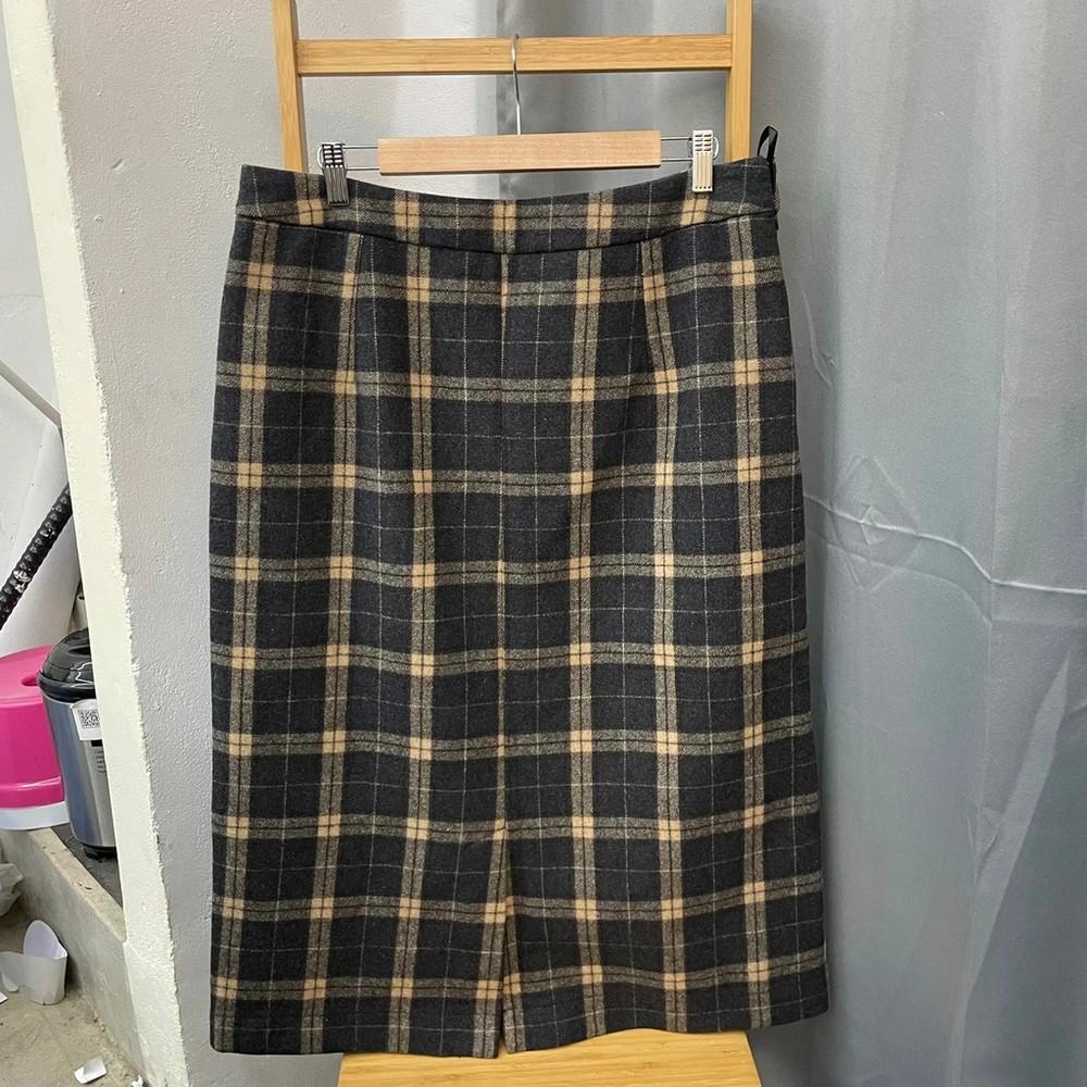 3xl 여자 겨울 체크 롱 스커트 4