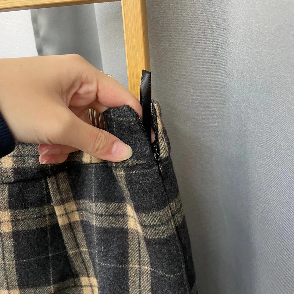 3xl 여자 겨울 체크 롱 스커트 6