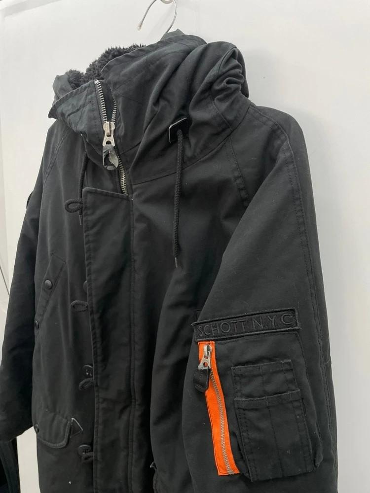 라지 SCHOTT 오버핏 블랙 점퍼 후디 점퍼 자켓 5