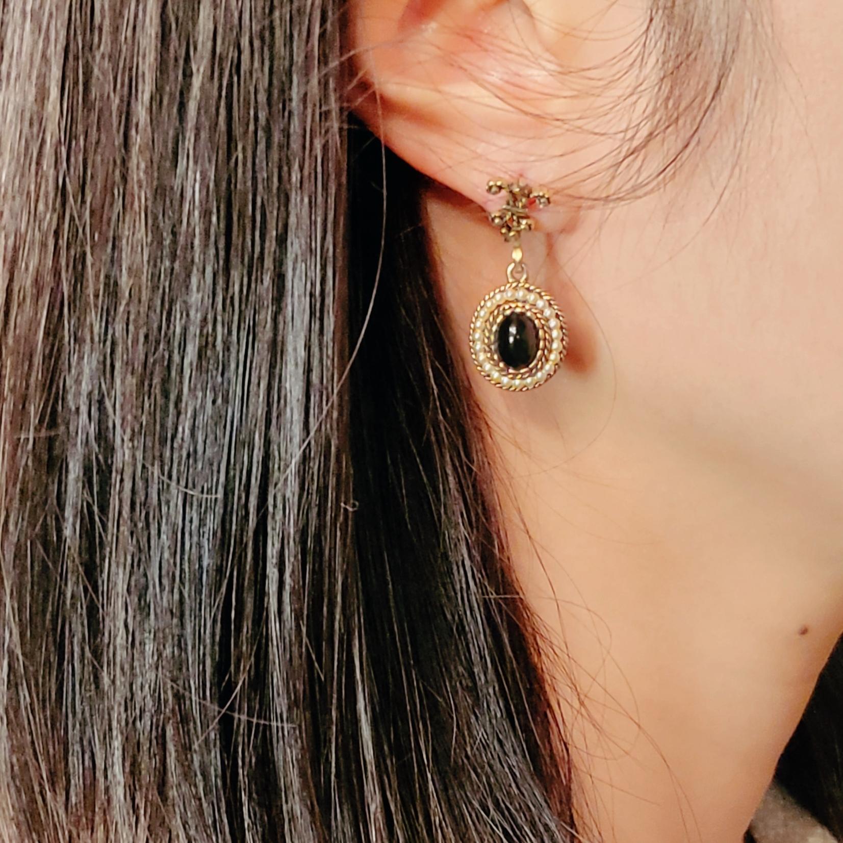 빈티지 Avon 1973 'Black cabochon' 귀걸이 2