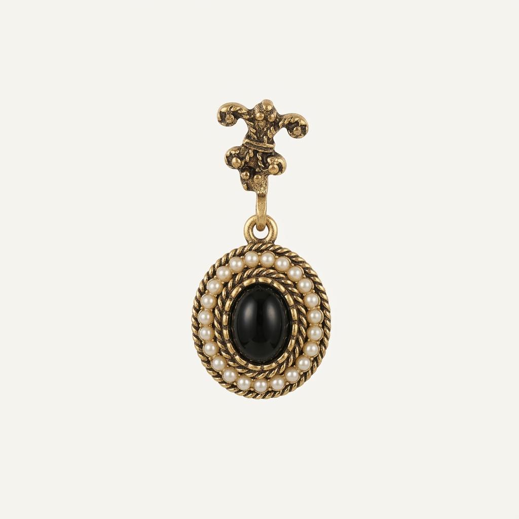 빈티지 Avon 1973 'Black cabochon' 귀걸이