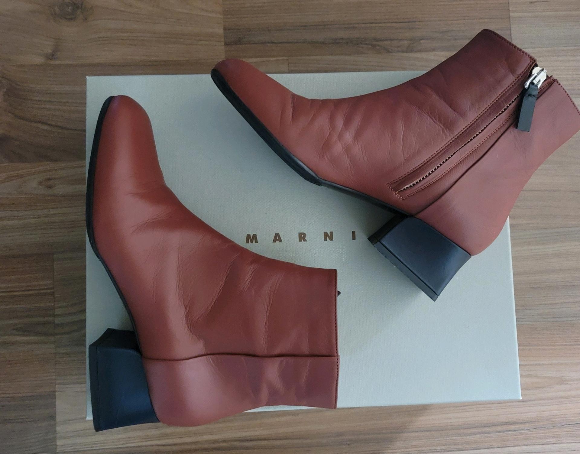 마르니 Marni 버건디색 앵클 부츠 36 3