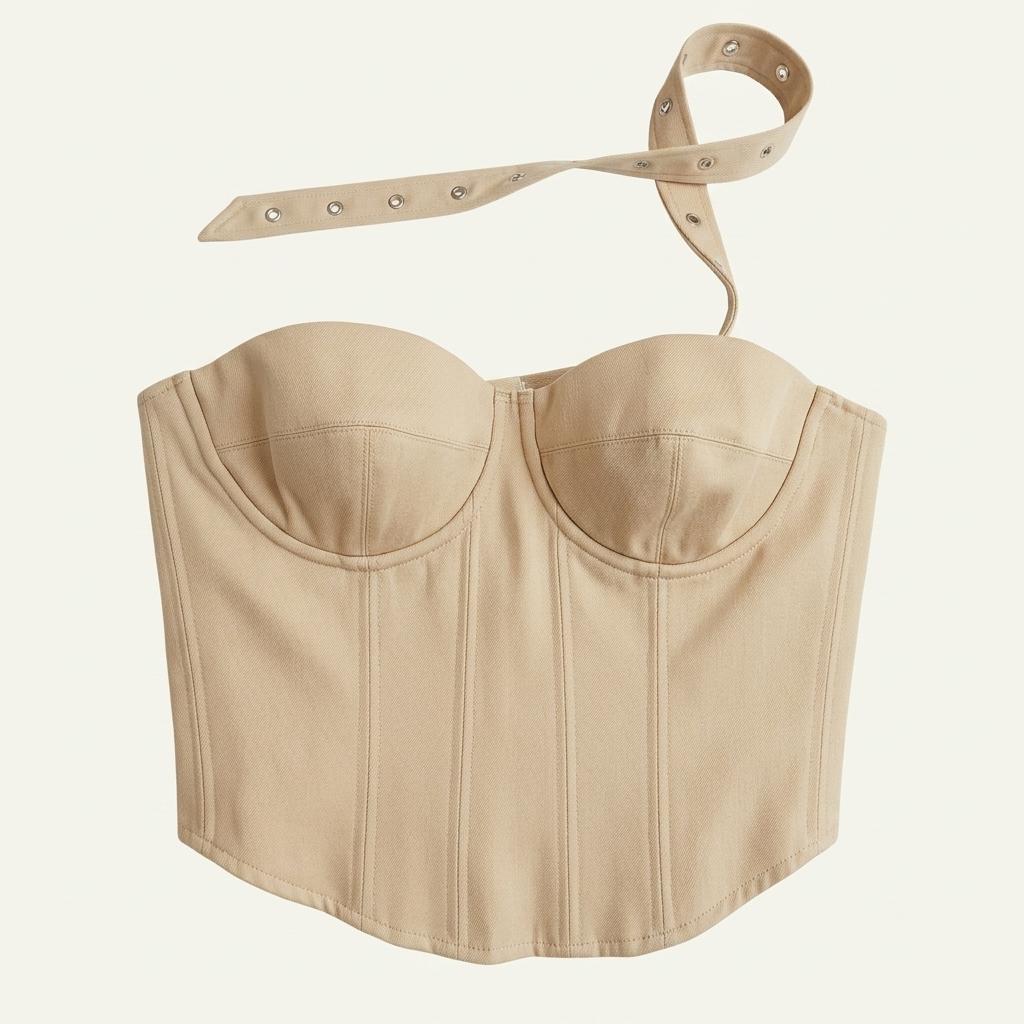 H&M 콜라보 rokh (로크) 울 블렌드 벨드 코르셋 탑 S 1