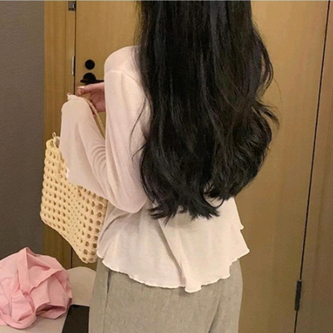 플레어 소매 셔링 가디건/티셔츠 4