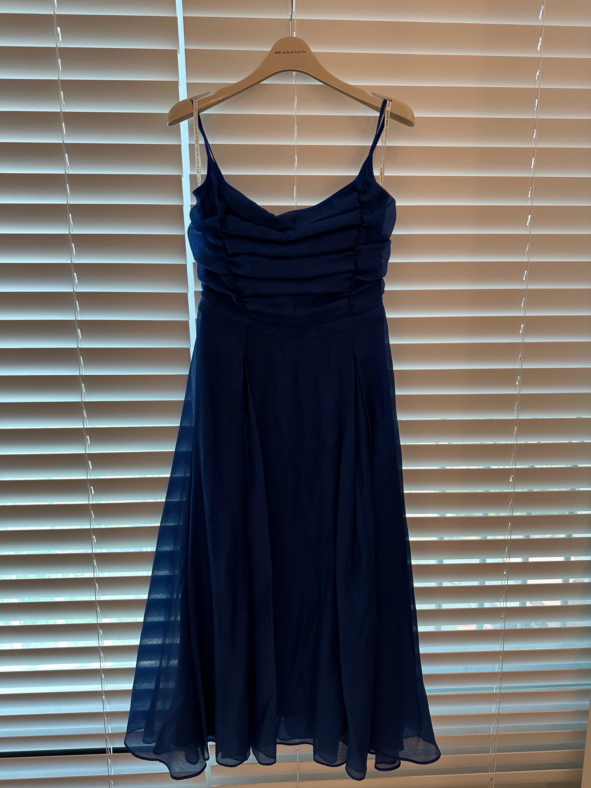 LAINIE Shirring detailed flared long dress 블루 4