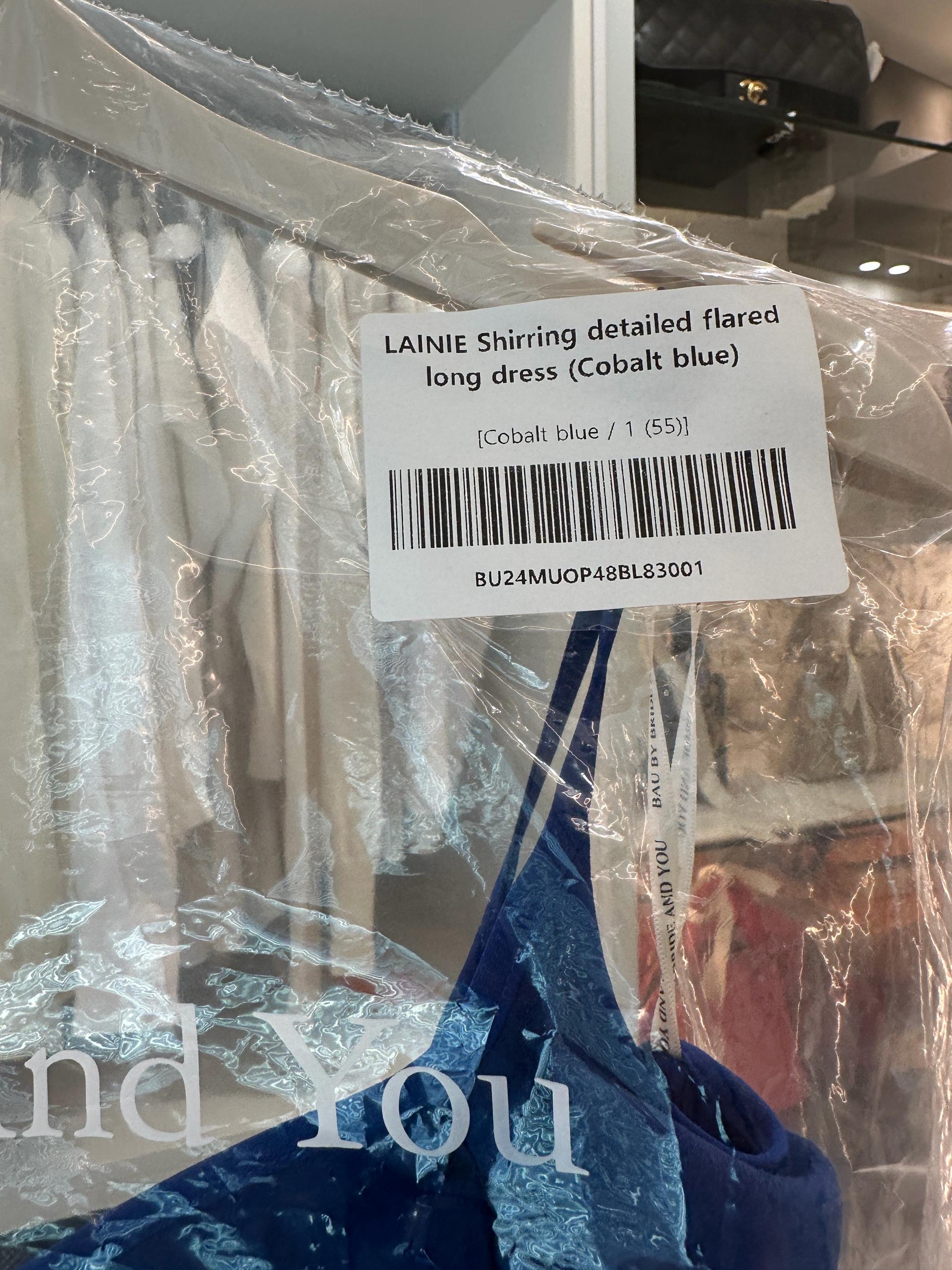 LAINIE Shirring detailed flared long dress 블루 7