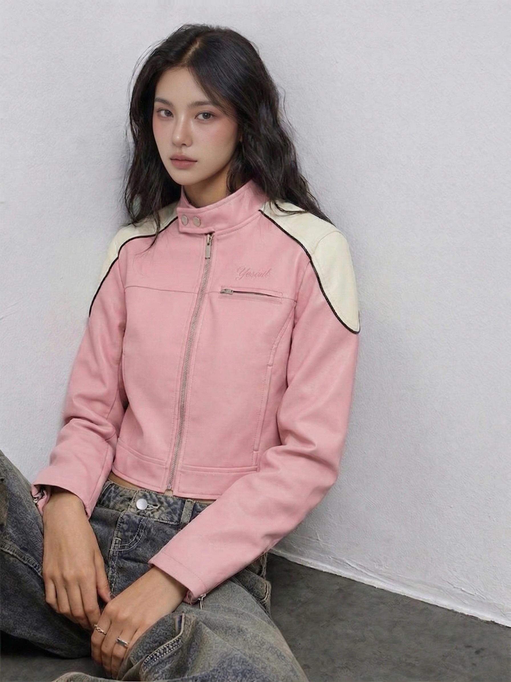 YOUHEE 유희 레더자켓 핑크 2