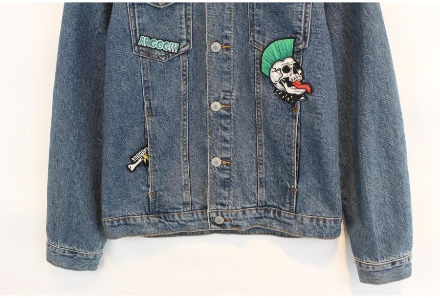 (80% 할인) Bershka Denim vintage patch denim jacket 6