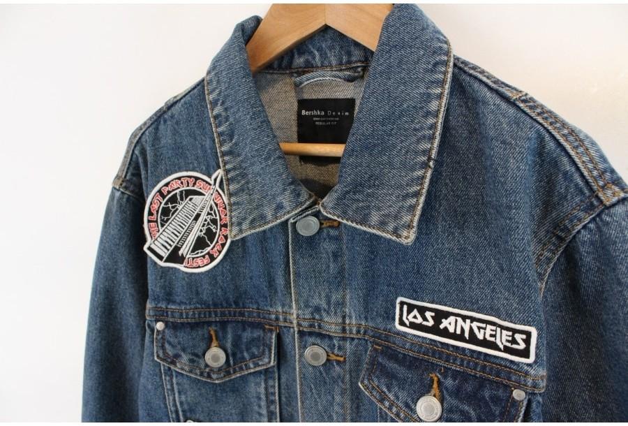 (80% 할인) Bershka Denim vintage patch denim jacket 3