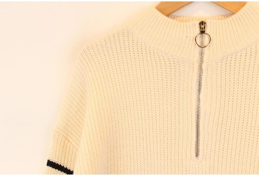 (90% 할인) SHEIN Acryl poly stripe pattern zipup kni 4