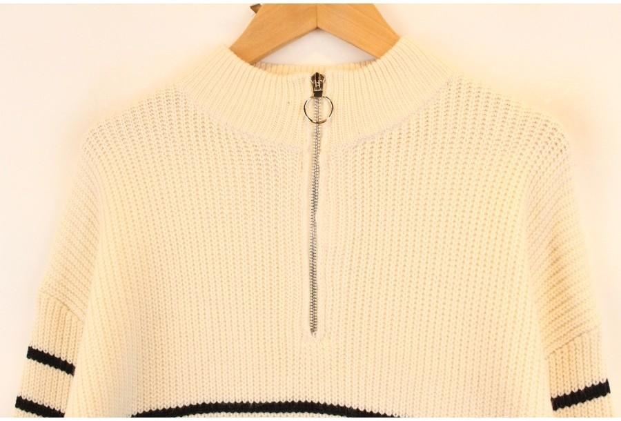 (90% 할인) SHEIN Acryl poly stripe pattern zipup kni 5