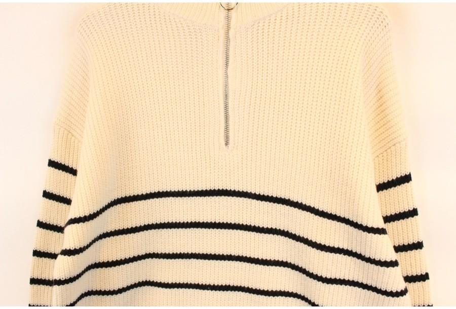 (90% 할인) SHEIN Acryl poly stripe pattern zipup kni 6