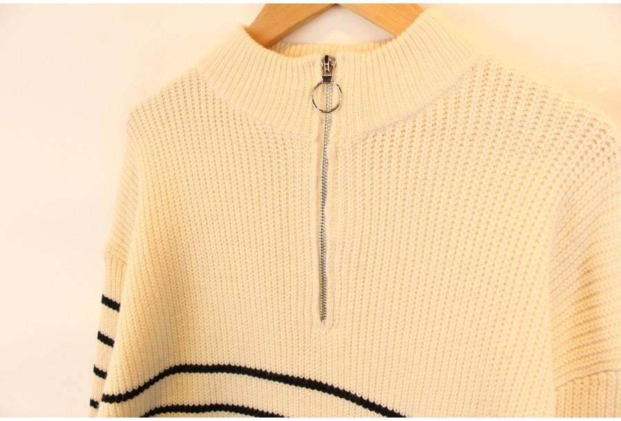 (90% 할인) SHEIN Acryl poly stripe pattern zipup kni 11