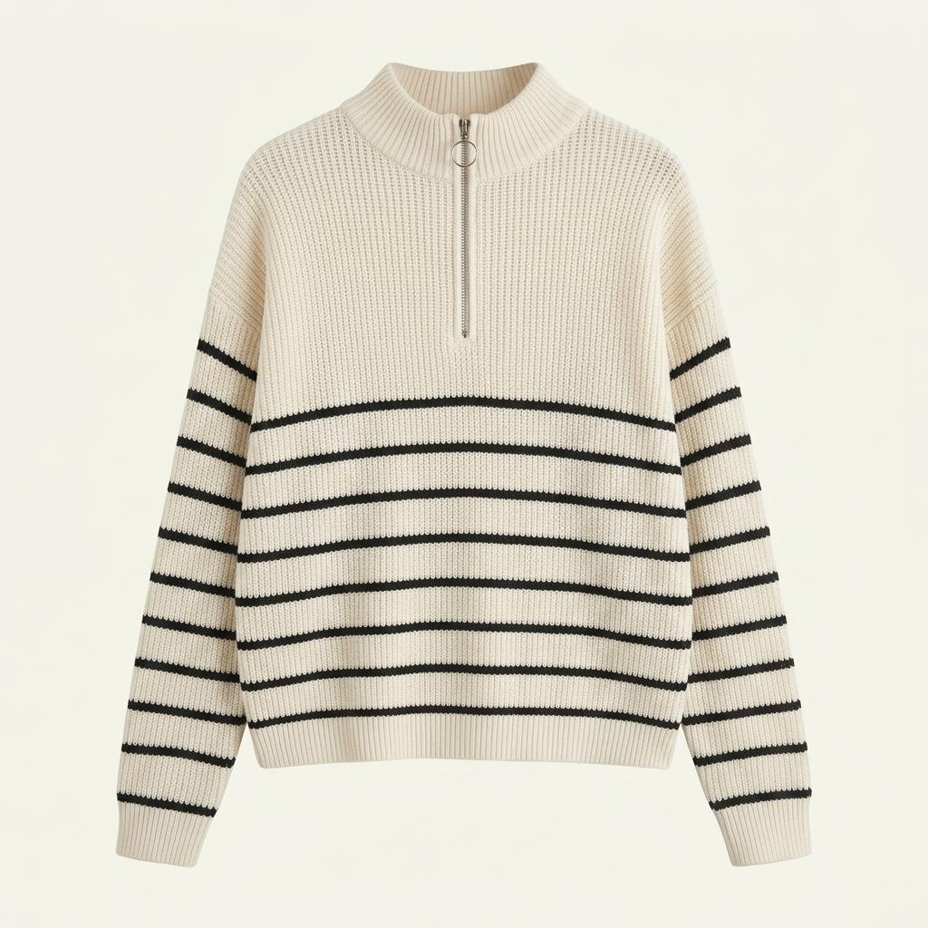 (90% 할인) SHEIN Acryl poly stripe pattern zipup kni 1