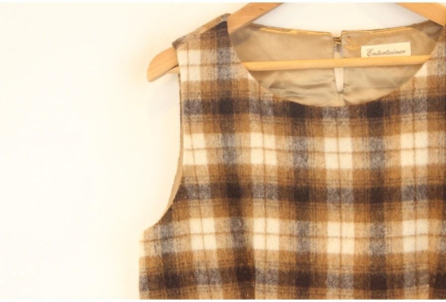 (90% 할인) EnterTainer wool67% check sleeveless onep 4