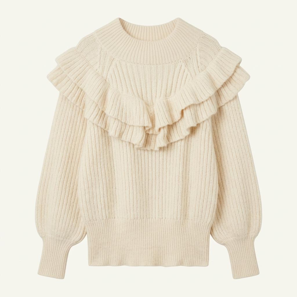 (90% 할인) H&M Ruffle shirring ivory knit 1