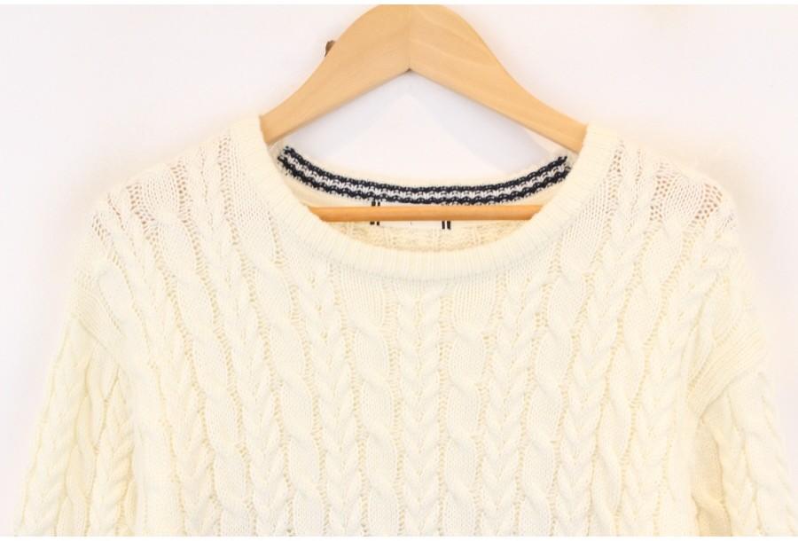 (90% 할인) BROWNY basic two tone cable knit 투톤 케이블 니 4