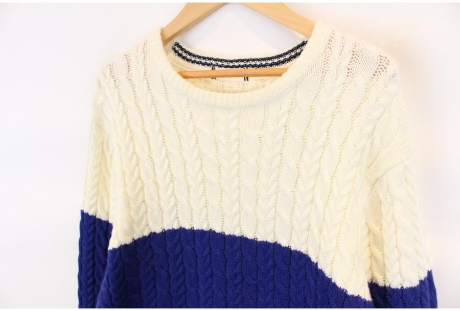 (90% 할인) BROWNY basic two tone cable knit 투톤 케이블 니 10