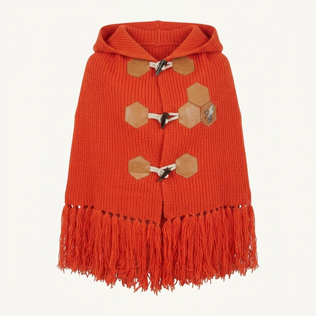 Ne-Net 네-넷 wool80% red duffle hood shawl 1