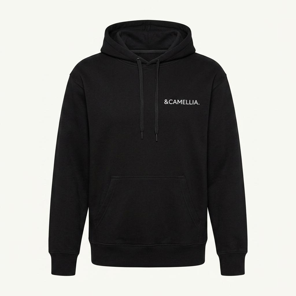 (88% 할인) &CAMELLIA 카멜리아 블랙+화이트 백로고 스웻 후드 1