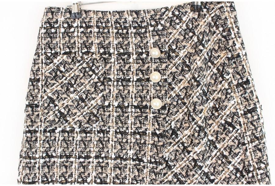(90% 할인) HSTYLE Gold button Tweed skrit 6