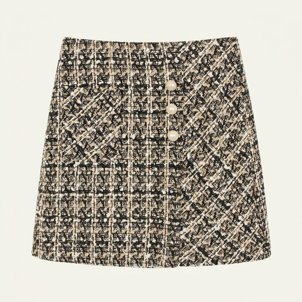 (90% 할인) HSTYLE Gold button Tweed skrit 1