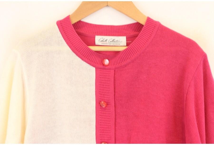(88% 할인) TYCHEZ VINTAGE LNIEN15% pink+white knit 3