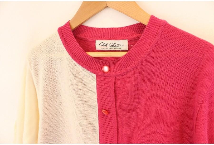 (88% 할인) TYCHEZ VINTAGE LNIEN15% pink+white knit 7