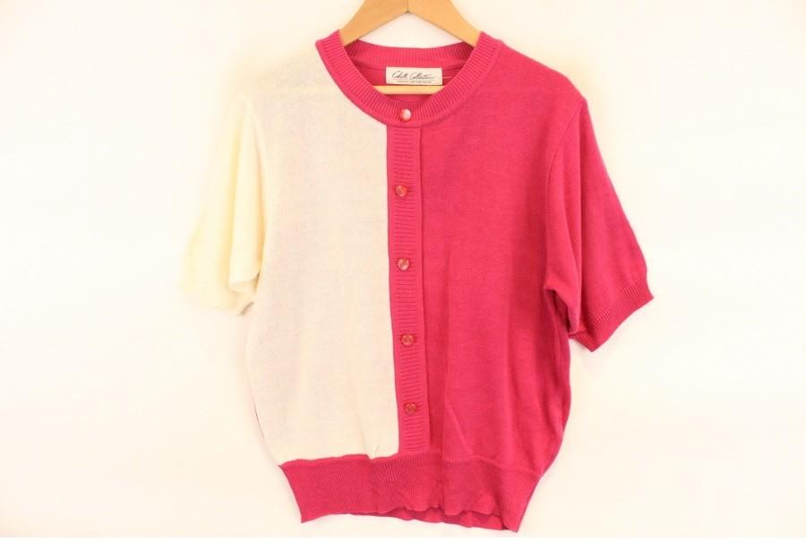 (88% 할인) TYCHEZ VINTAGE LNIEN15% pink+white knit 2